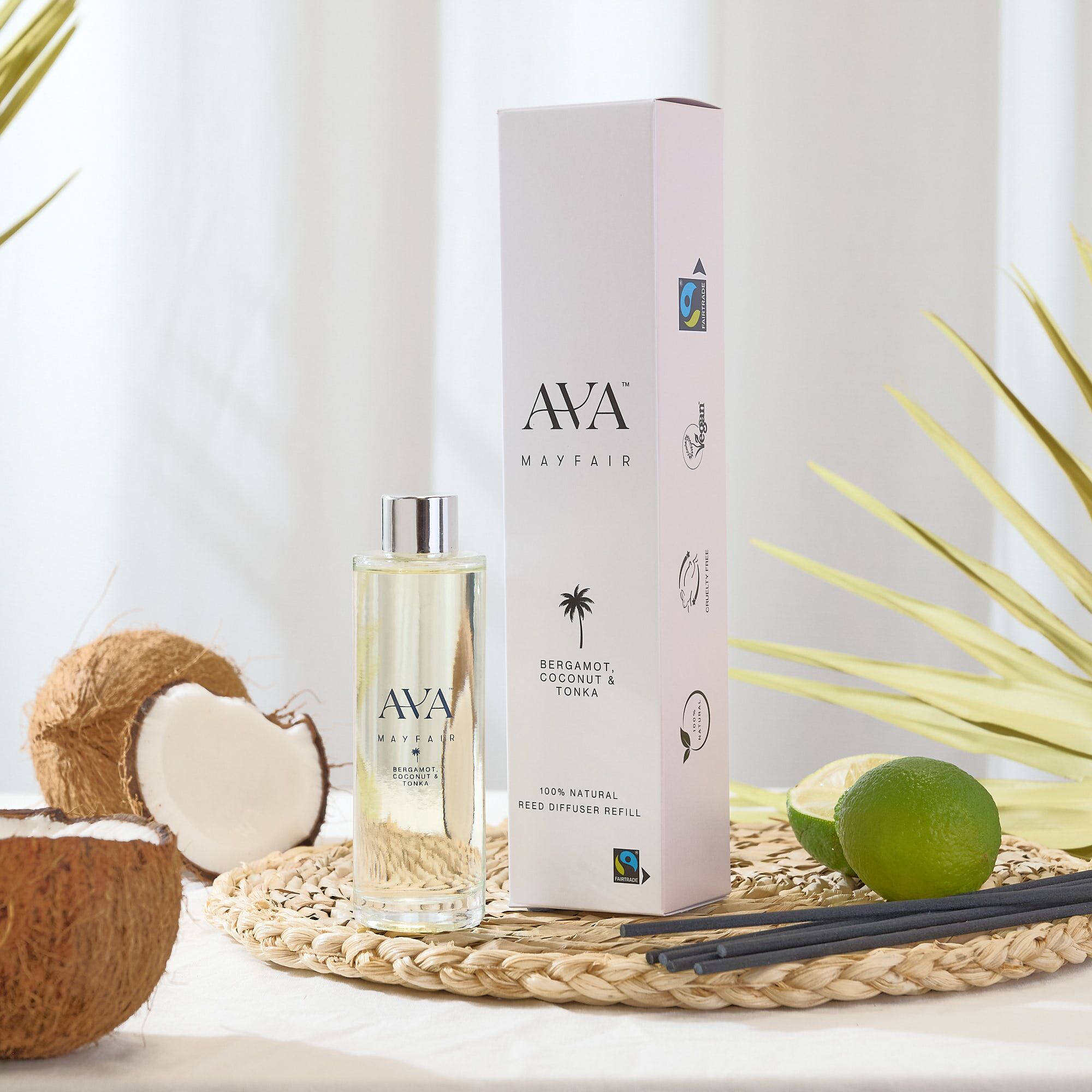 AMF_RDR110_CR_01 Ava Mayfair Bergamot, Coconut & Tonka Reed Diffuser Refill
