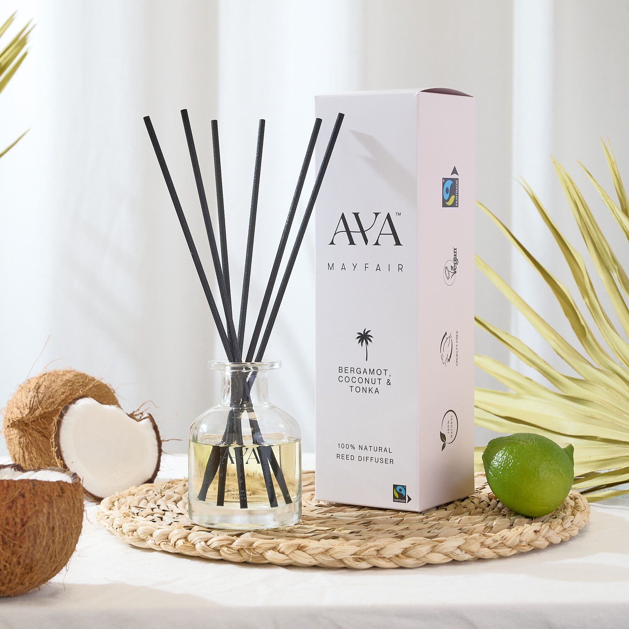 AMF_RDB110_CR_01 Ava Mayfair Bergamot, Coconut & Tonka Reed Diffuser