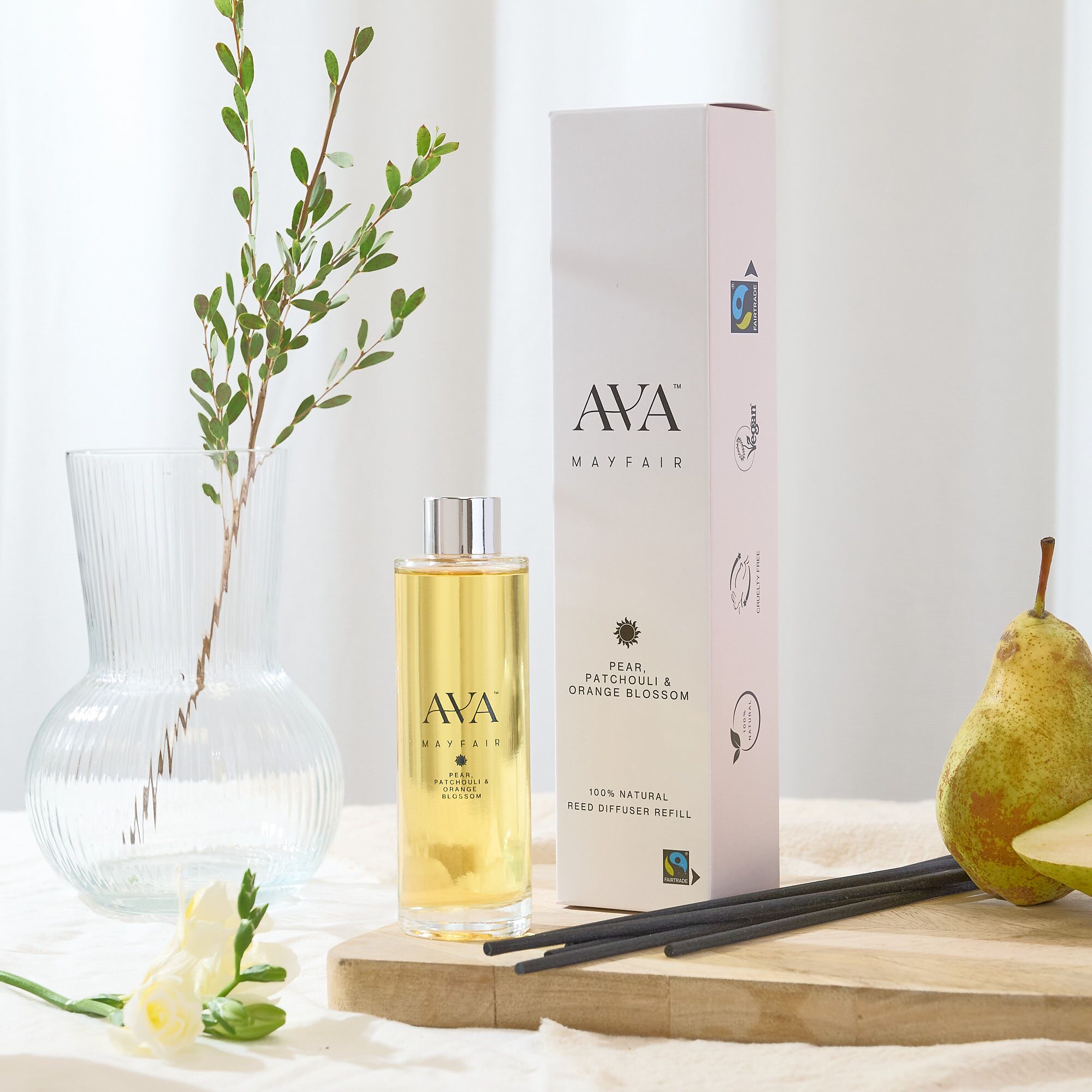 AMF_RDR111_CR_01 Ava Mayfair Pear, Patchouli & Orange Blossom Reed Diffuser Refill