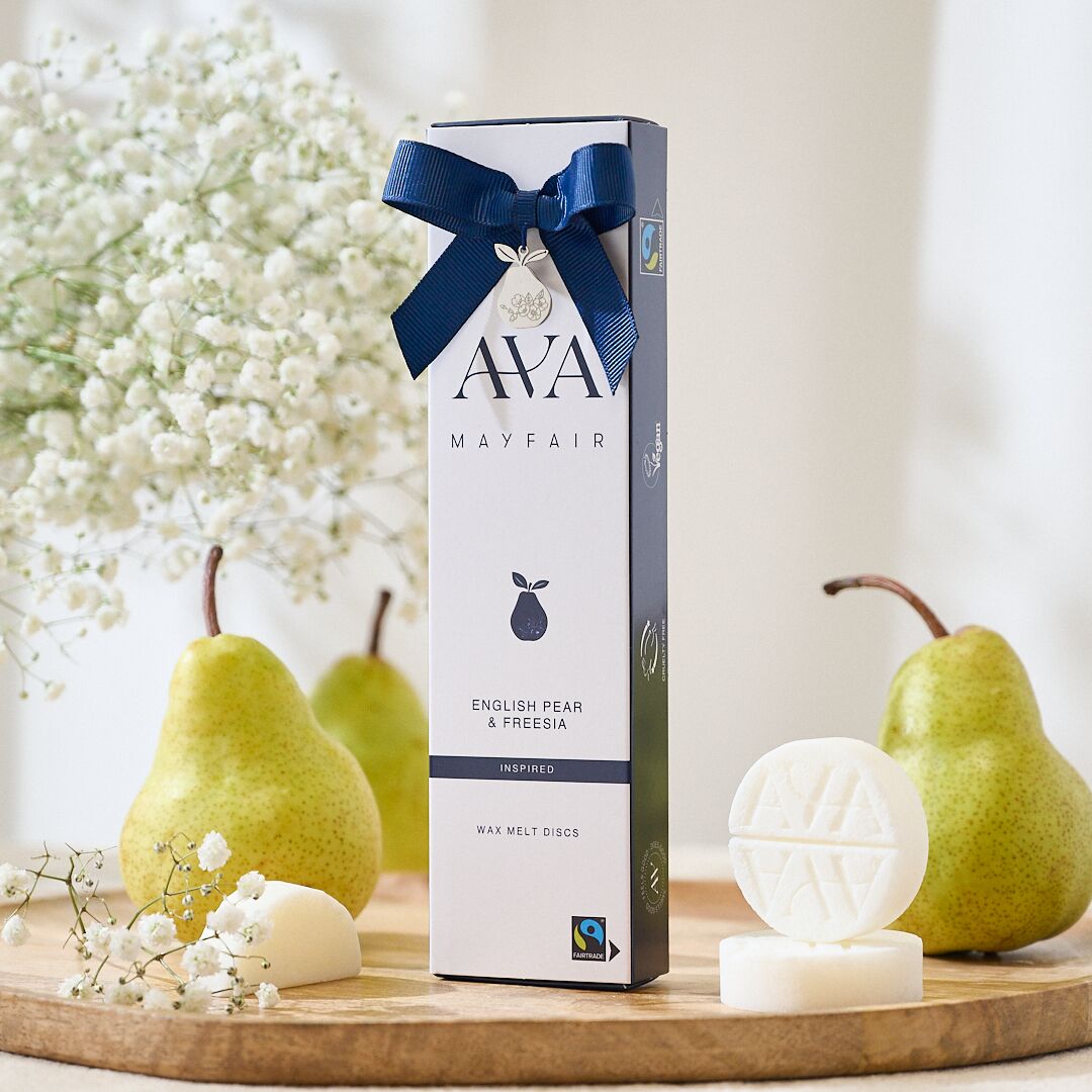 Ava Mayfair English Pear & Freesia Wax Melt disc Box